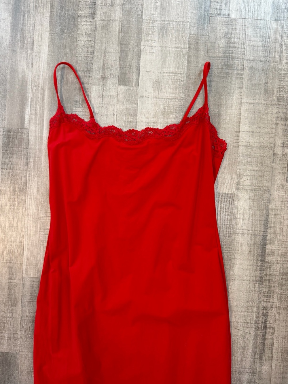 SKIMS Fits Everybody Lace Long Slip Dress Red Cayenne 2X NWT Stretch Maxi